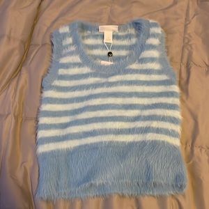 fuzzy blue y2k tank top